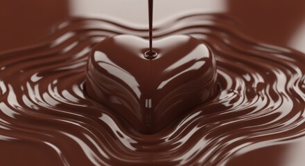 Chocolate Heart Being Drenched In Delicious Melting Dark Chocolate