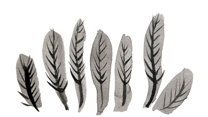 grass swaying in the wind, grass leaves drawn in ink, ink painting brushstroke drawing, washi paper texture background material, brush pen art drawing, washi paper material banner