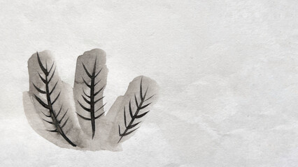 grass swaying in the wind, grass leaves drawn in ink, ink painting brushstroke drawing, washi paper texture background material, brush pen art drawing, washi paper material banner
