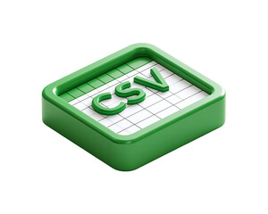 green csv icon with grid 3d icon