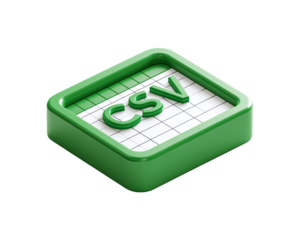 green csv icon with grid 3d icon