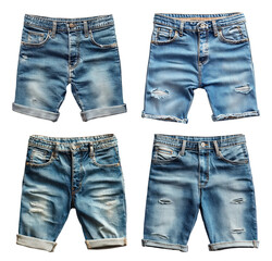 Stylish Denim Shorts Collection on Isolated Background for Fashion Use