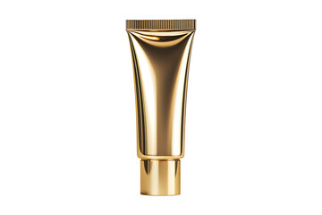 Golden cosmetic tube isolated on a transparent background