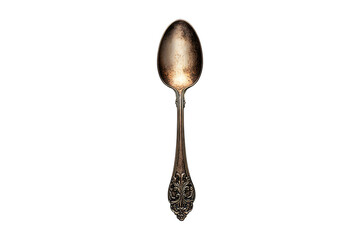 Old antique spoon isolated on a transparent background