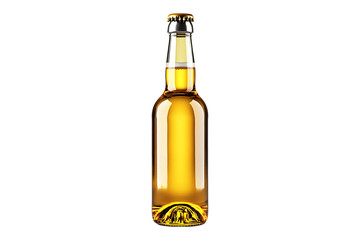 golden color beer bottle isolated on a transparent background