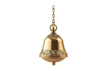 Golden bell isolated on a transparent background