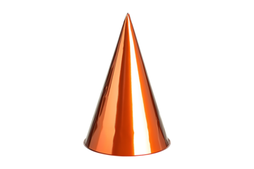 Orange decorative party hat isolated on a transparent background
