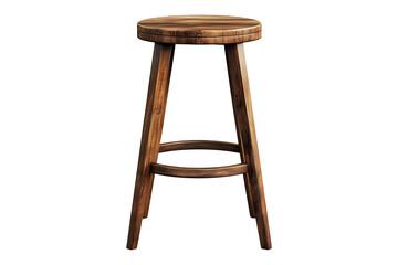 High wooden bar stool isolated on a transparent background