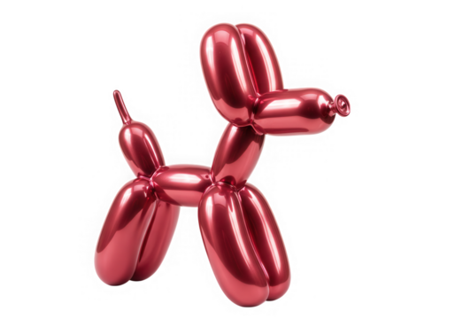 Shiny red balloon dog animal isolated on transparent background