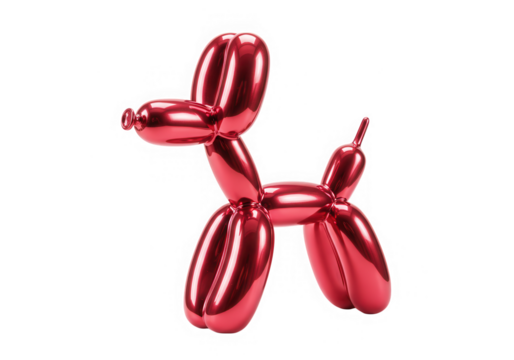 Shiny red balloon dog animal party decoration isolated on transparent background - Powered by Adobe