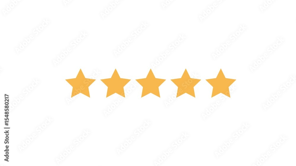 Poster five star rating icon animated video ,animation video isolated on alpha channel background. animated