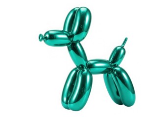 Shiny turquoise balloon dog animal art isolated on transparent background
