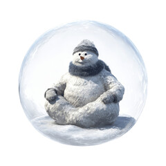 Obraz premium Serene Snowman in a Snow Globe Winter Wonderland Meditation