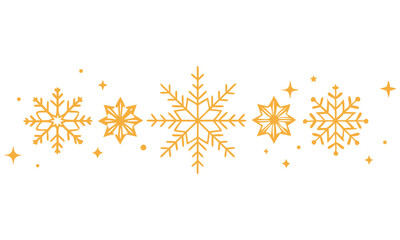 Golden snowflakes and stars design element isolated on white background