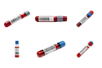 Blood Sample Collection: A collection of blood samples in test tubes, crucial tools for scientific and medical analysis, symbolizing the intricate nature of healthcare and diagnostic procedures.