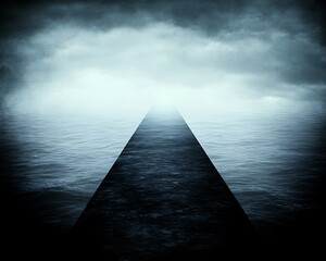 A dark pathway stretches across a large body of ocean