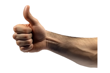 Male hand with thumbs up isolated on a transparent background
