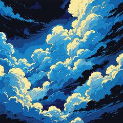vector image of bright clouds with contrasting colors