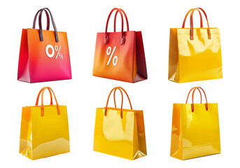 Colorful Shopping Bags with Discounts and Promotions on a Bright Background