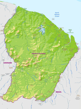 Physical map of French Guiana