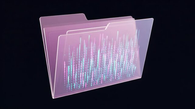 Abstract transparent folder graphic with data stream - Powered by Adobe