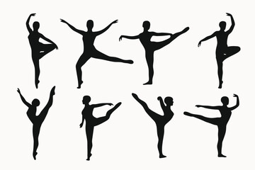 Collection of Ballerina Silhouettes Elegant Dance Poses