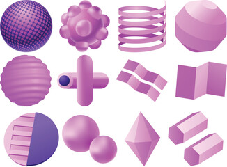 Fototapeta premium set of pink 3d art