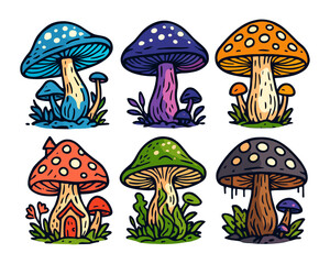 mushroom illustration vector mushroom collections group set