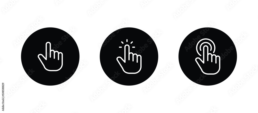 Poster pointing hand click icon. click cursor vector icon