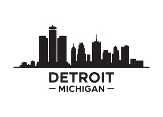 Obraz premium Striking Silhouette of Detroit Michigan Skyline A Cityscape Emblem of Urban Beauty and Architectural Grandeur
