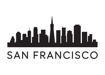 Naklejka premium San Francisco Skyline Silhouette Modern Cityscape Minimalist Design for Travel Souvenirs and Corporate Branding