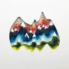 Paper cut abstract mountain shapes in paper layers