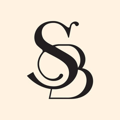 Elegant initial lettermark S and B in form of butterfly or bee