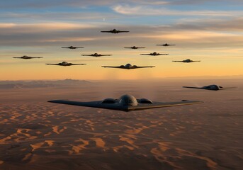 B-2 Spirit bomber fleet in formation