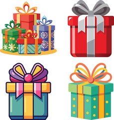 Set of Vibrant red gift box with gold ribbon on red background festive occasion product photography cozy setting
