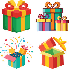 Set of Vibrant red gift box with gold ribbon on red background festive occasion product photography cozy setting
