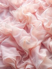 Obraz premium Delicate ruffles on light pink silk organza fabric creating a soft feminine effect