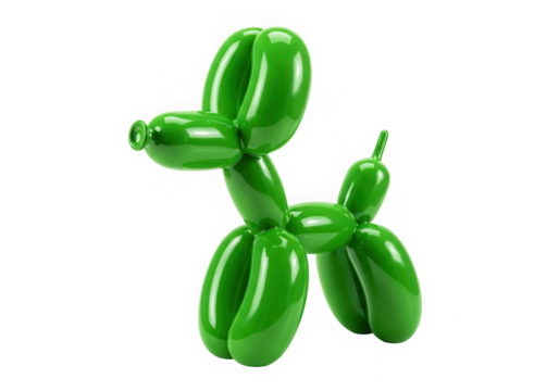 Green balloon dog animal party decoration isolated on transparent background