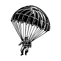 Obraz premium A vintage style illustration showing a paratrooper