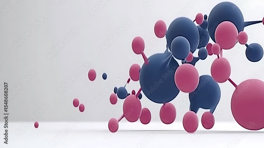 Poster abstract depiction of colorful spheres in a complex geometric structure