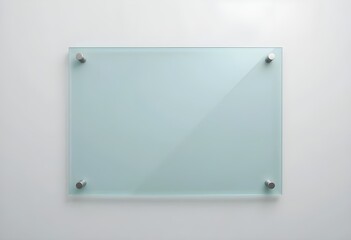 Minimalist Modern Glass Board with Silver Metal Standoffs Mounted on White Wall