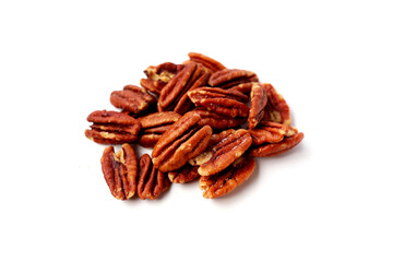 Delicious salted pecan nuts scattered.