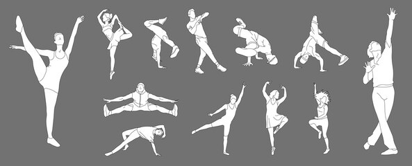 People dancing for cad projects in editable vector 
