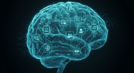 Artificial intelligence brain technology concept illustration