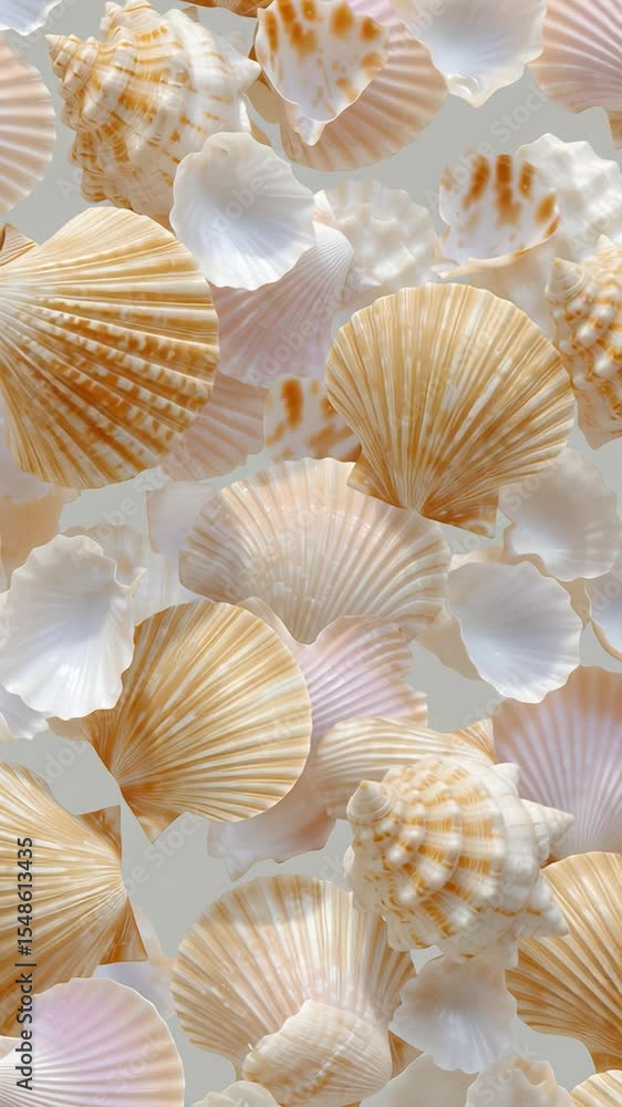 Poster beautiful shells collected from the beach showcase natural patterns and textures during a sunny afte