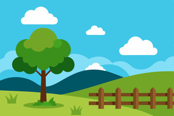 Fototapeta premium landscape with trees and clouds