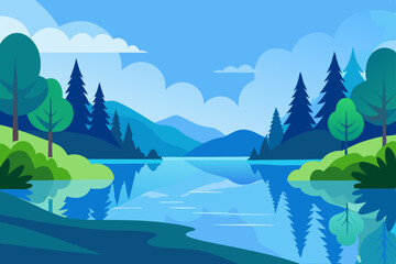 Serene Mountain Lake Landscape A Peaceful Nature Illustration