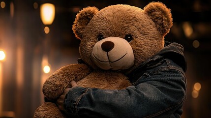 Gentle Hug: A Tender Moment Captured with a Beloved Teddy Bear