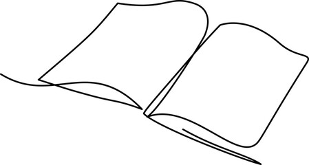 Book Opening Page One Line Drawing Continuous Educational Concept