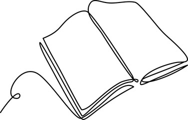 Book Opening Page One Line Drawing Continuous Educational Concept